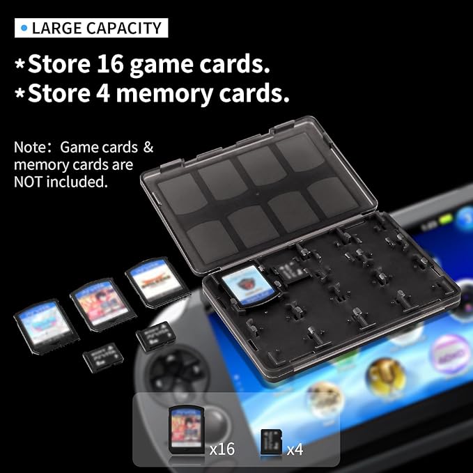 OSTENT 20 in 1 Game Memory Card Holder Case Storage Box for Sony PS Vita PSV 1000/2000 Color Black