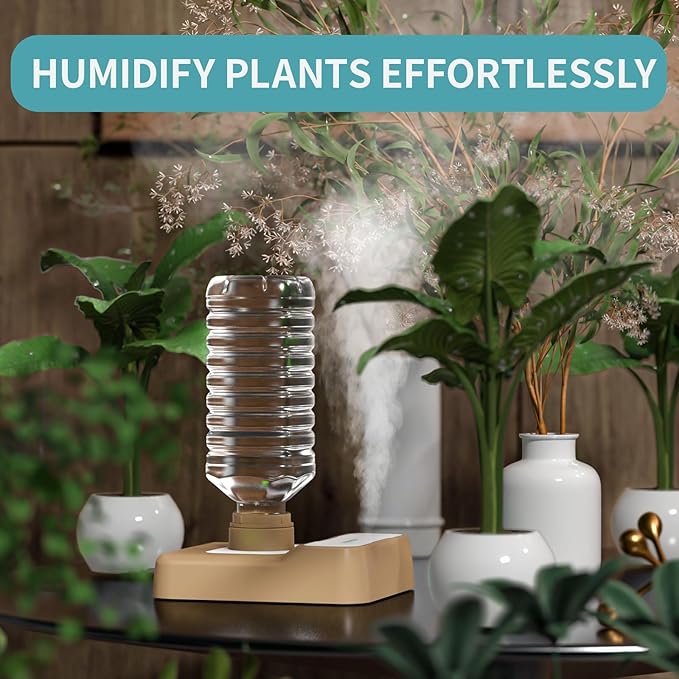 Portable Humidifier, Rechargeable Water Bottle Humidifier for Travel Bedroom Office Desk Plants, Mini Cool Mist Humidifier Whisper Quiet 23dB with 2 Mist Modes & Auto Shut-Off, Khaki/w