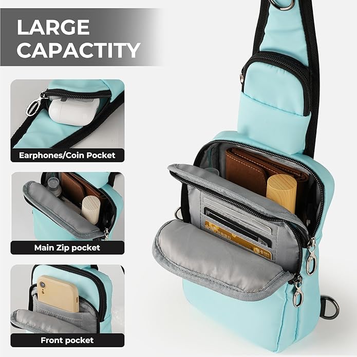 BROADREAM Sling Bag, Crossbody Bag with Anti-Theft Lock Zipper, RFID Blocking & Water Resistant for Travel Work Sport