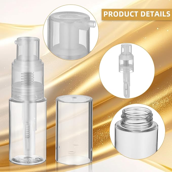 jojofuny Powder Spray Bottle for Travel - 35ML Leak-Proof Locking Nozzle Fine Mist Dispenser, Portable Clear Refillable Container for Baby Powder, Dry Shampoo and Glitter
