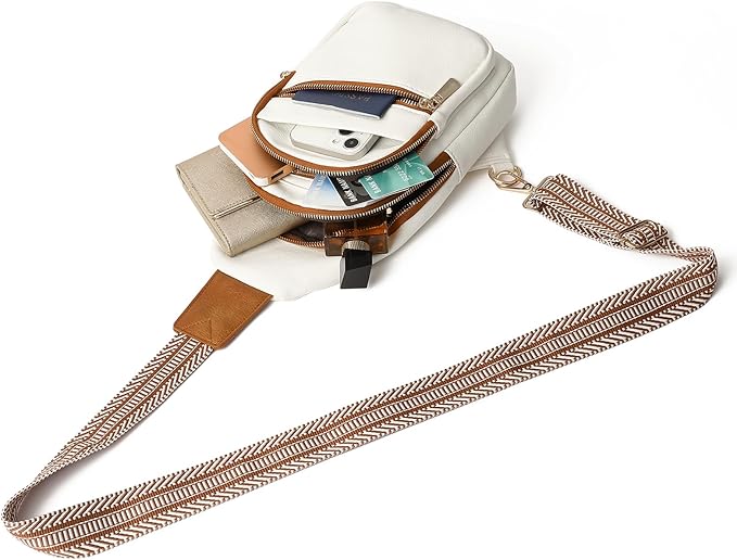 GAEKEAO Crossbody Sling Bag for Women, Leather Crossbody Bags Fanny Packs for Women, Travel Cross Body Bag Chest Bag Womens Crossbody Purse