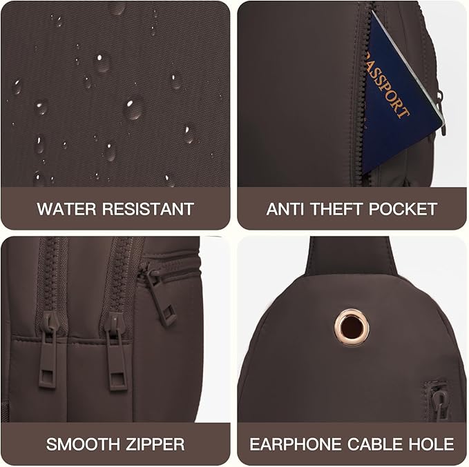 Viverte Quilted Puffer Crossbody Bags for Girls Gifts for Teen Girls Sling Bag Lightweight Cross Body Bubble Purse Shoulder Bag for Travel (Coffee)