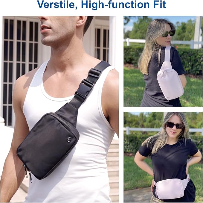 Pander Belt Bag Large 2L, Nylon Fanny Pack Purse for Women and Men with Adjustable Strap