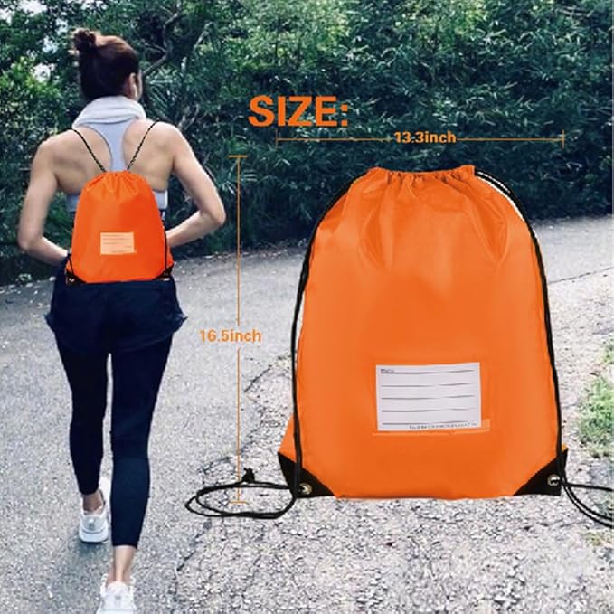 CODOBON 40 Pcs Drawstring Bags,Bulk Draw String Backpack, DIY Gym Sports Cinch Bag Sackpack for Women Men, Orange
