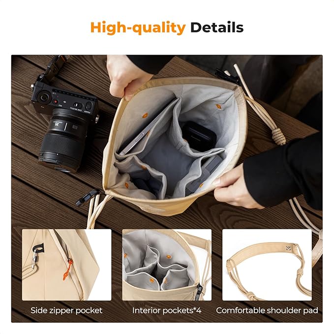 K&F CONCEPT Camera Sling Bag Small Compact Case, Cute Soft Camera Pouch Handbag for Urban Street Photography