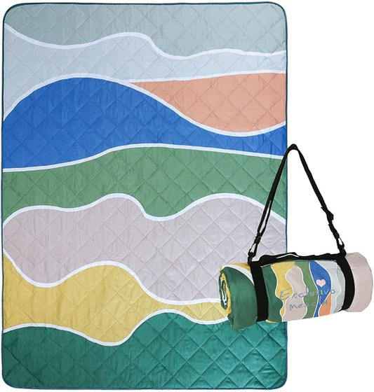 Exclusivo Mezcla Extra Large Waterproof Picnic Blankets 3 Layer, Sandproof and Foldable Outdoor Blanket for Beach Camping, Park and Travel