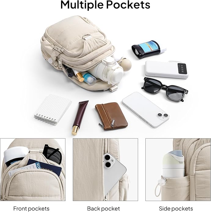 TOPEAST Sling Bag for Women, Anti-Theft Crossbody Bag with RFID Blocking & Water Bottle Holder for Travel, Water-resistant
