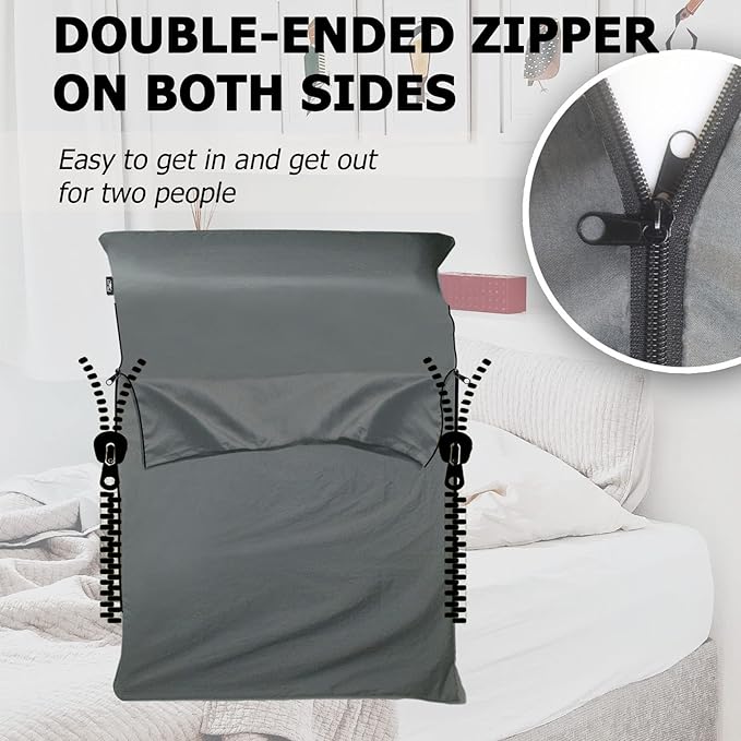 Frelaxy Sleeping Bag Liner, XL Travel Sheet & Camping Sheet for Backpacking, Hotel, Hostels & Traveling, Comfy & Easy Care, 4 Seasons Warm Cold Weather
