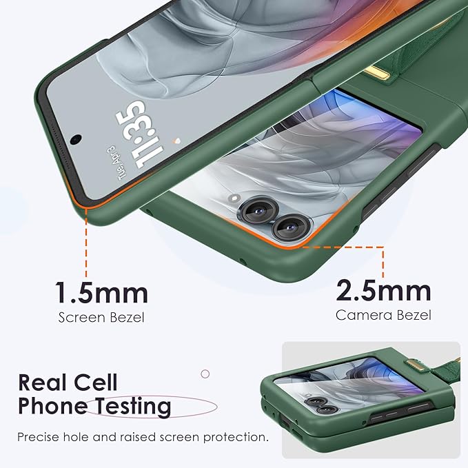 Maxdara for Motorola Razr 2026/2025/2024 Case [Not Fit Ultra or Plus], with Built-in Screen Protector & Ring Holder, Protective Case for Moto Razr 2026 & Razr 2025 & Razr 2024 (Green)