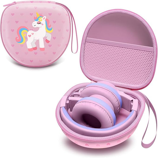 Kids Headphones Case Compatible with iClever HS19 / BTH12 / BTH22 / BTH20, Candy Bila BH03, JoySpark-T5, MIDOLA MD-B01, EarFun, IMYB, Noot Products Foldable Kids Headphones, Xiaoma Powder(Case Only)