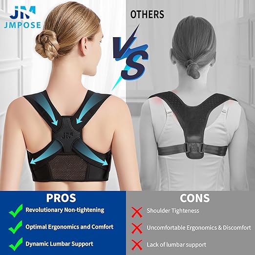 JMPOSE Posture Corrector for Back Support: Adjustable Shoulder Posture Brace for Men and Women (Black, Large/X-Large)