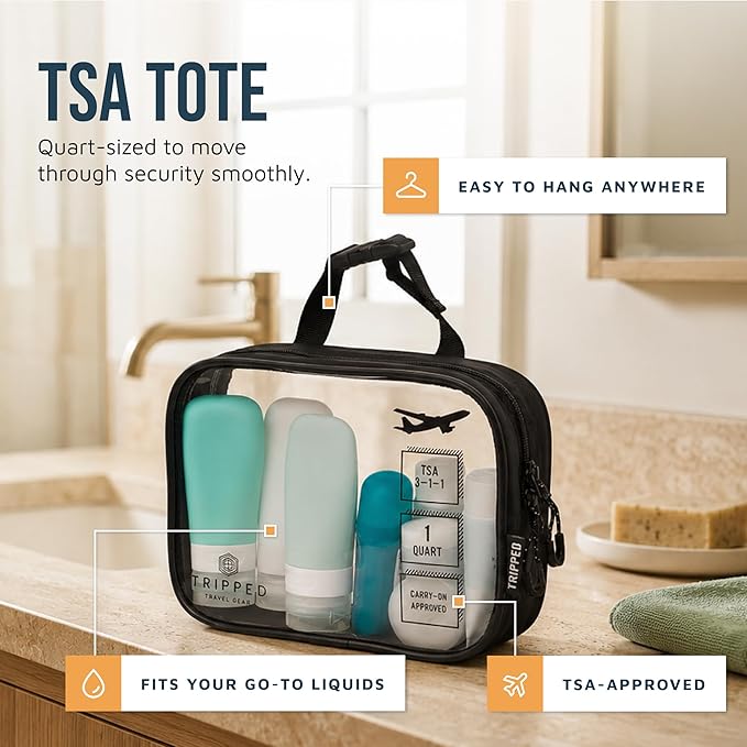 Toiletry Bag Kit Set: Hanging Travel Toiletry Bag + 311 TSA Cosmetic Liquid Bag + Ultralight Accessory Organizer Pouch