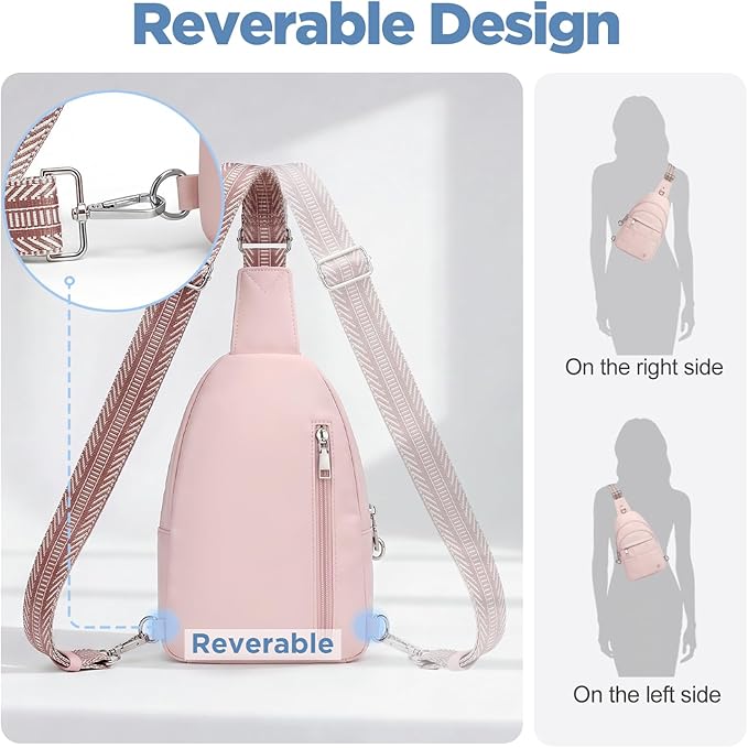 Anti Theft Sling Bag for Men & Women, Lightweight Puffer RFID Crossbody Bag for Travel, Commuting & City Walking, Hands-Free Everyday Essentials Bag Pink