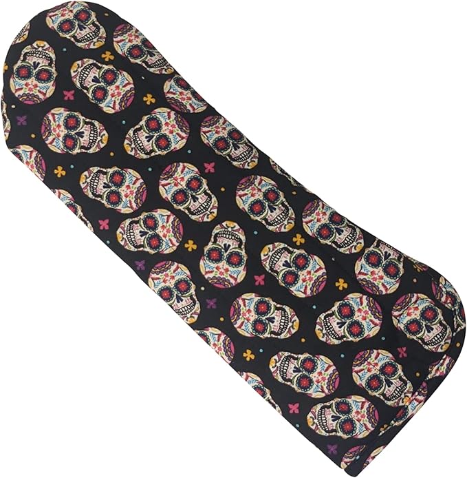 Case/Cover [Heat Resistant] for Curling Irons, Flat Irons or Straighteners, and Styling Irons, Silicone Coated Lining and Quilted Cotton Pouch for Travel, Gym, or Home [Skulls]