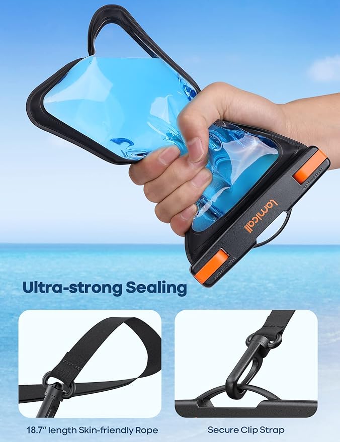 Lamicall Large Size Waterproof Phone Pouch Case - [ Big Case Friendly ] for Galaxy S25 Ultra, S22 23 S24 Ultra with Case, for iPhone 17 16 15 14 13 Pro Max, Swimming Equipment Bags for 7.5"