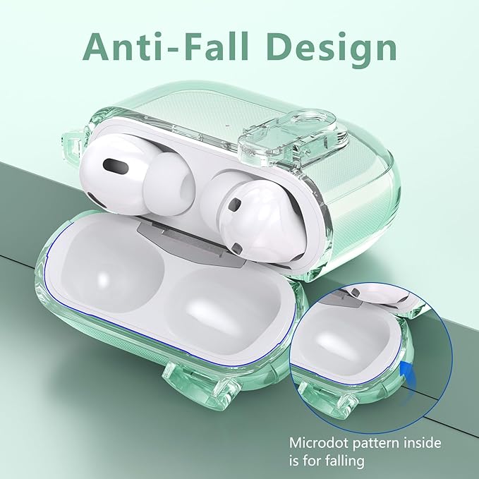 (with Lock) Clear Case Compatible for Cute Apple Airpods Pro1/2 Cases with Bling Keychain, VISOOM TPU Transparency Air pods Pro 1st 2nd Generation Earbuds Bling Keychain for iPod Pro2 1