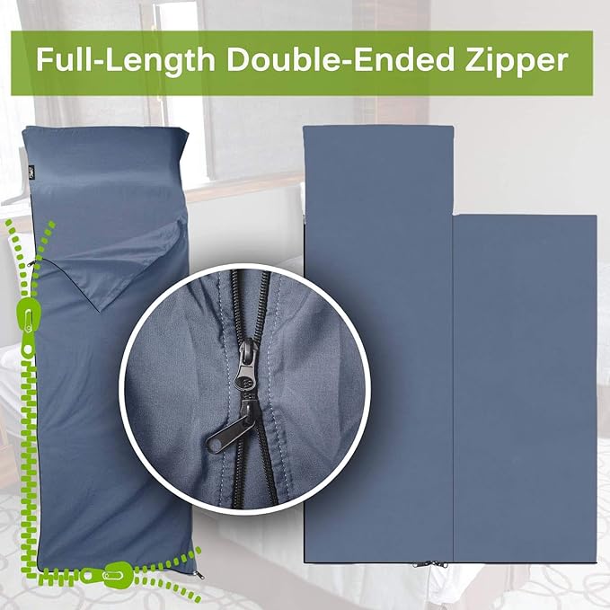 Frelaxy Sleeping Bag Liner, XL Travel Sheet & Camping Sheet for Backpacking, Hotel, Hostels & Traveling, Comfy & Easy Care, 4 Seasons Warm Cold Weather