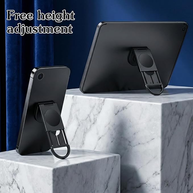 Ptwola Magnetic Universal Tablet Ring Holder Black Tablet Stand Foldable Multi Angle Tablets Grip Stand Adhesive Tablets Kickstand Attachment Desk Accessories for More Reader PC Laptop