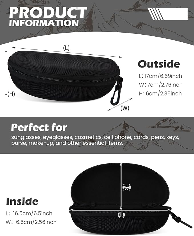 Weewooday 12 Pack Zipper Shell Sunglasses Case Hard Shell Eyeglasses Case Portable Travel Glasses Case for Men Women