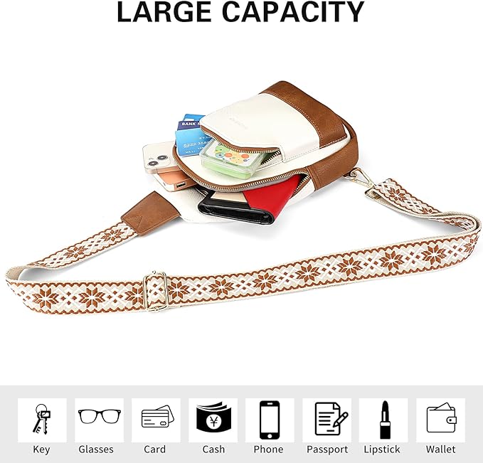 GAEKEAO Small Crossbody Sling Bag for Women Trendy Crossbody Purse Vegan Leather Fanny Packs Chest Bag Backpack