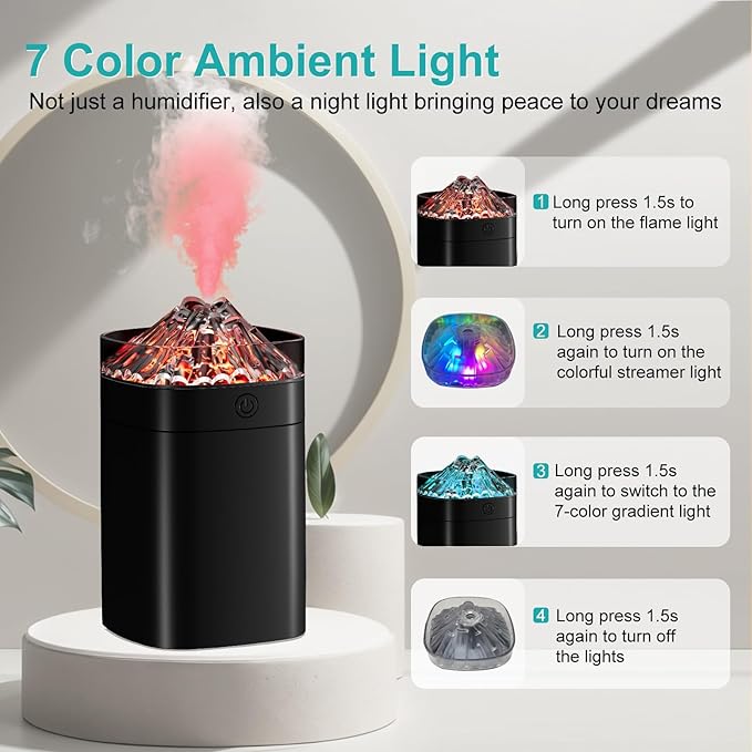 Portable Small Humidifier, 400ml Cool Mist Humidifiers for Bedroom, USB Powered Desktop Humidifier with Light for Car, Office, Travel, Plants, Auto Shut-Off, 2 Mist Modes, Super Quiet, Black