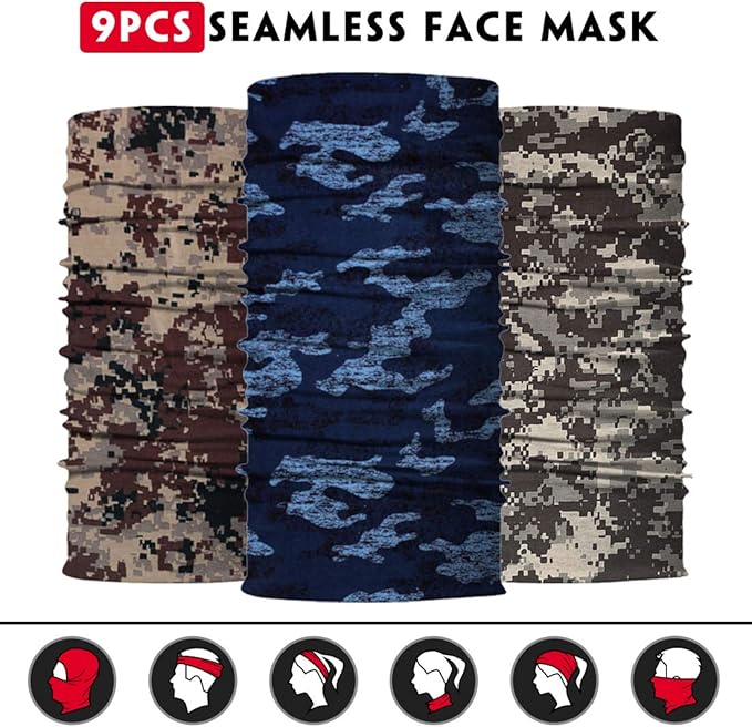 Neck Gaiter for Men Women Headwear Bandana Head Wrap Face Scarf Mask Cover Warmer Balaclava-Seamless & Versatile