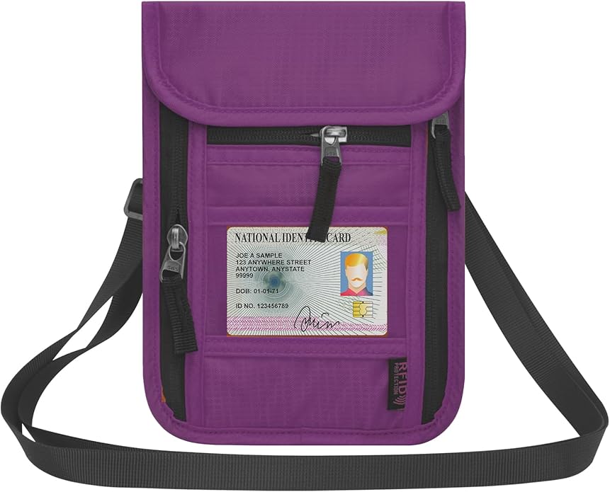 HOTEMIA Neck Wallet for Travel,Passport Holder Neck Pouch for Men Women with Adjustable Neck Strap and RFID Blocking