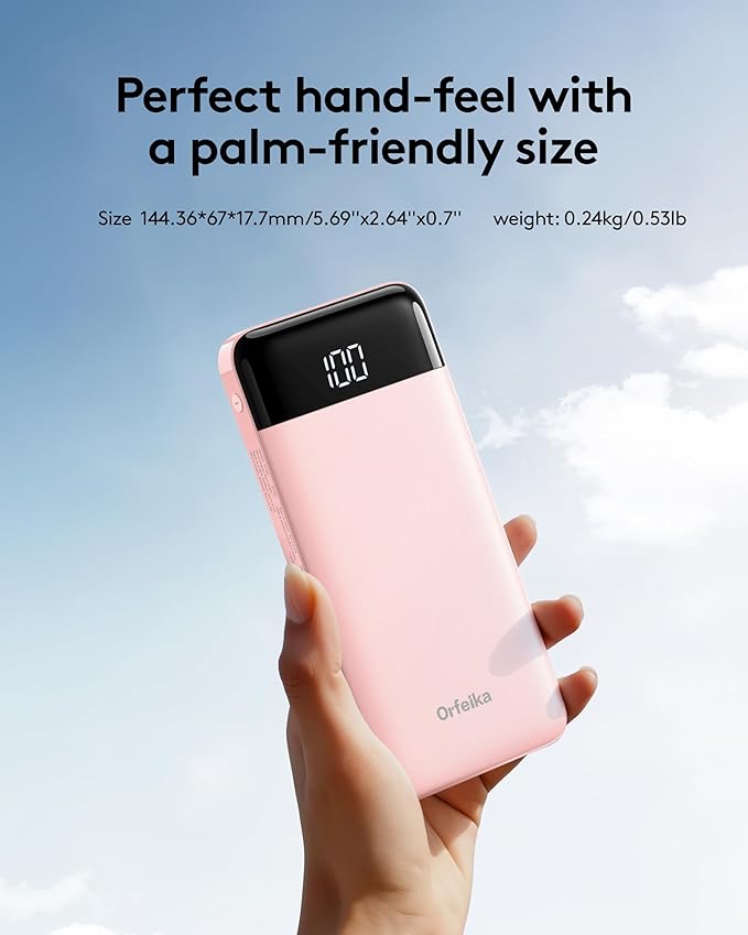 Orfeika Portable Phone Charger, 10000mAh Portable Charger 22.5W Fast Charging Power Bank with Built-in Cables, Travel Essential Battery Pack Compatible with iPhone, Samsung, Google, iPads, etc