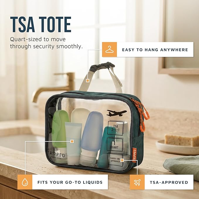 Toiletry Bag Kit Set: Hanging Travel Toiletry Bag + 311 TSA Cosmetic Liquid Bag + Ultralight Accessory Organizer Pouch