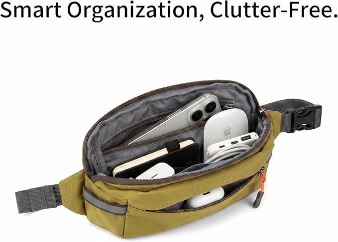 Fanny Pack for Men Women 2L Lightweight Waist Belt Hip Bag Slim Crossbody Adjustable Water Resistant Bum Belt Pouch for Travel Running Shopping Hiking Cycling Climbing EDC Oliver