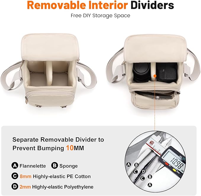 Cwatcun Camera Sling Bag for Women， Small Crossbody Bag Canvas Purse Compatible for Canon, Nikon, Sony Mirrorless Cameras & Lenses Cute Retro Beige