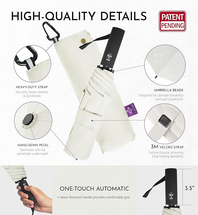 Windproof Travel Umbrella for Rain - 43" Compact Folding Umbrella, Reinforced Strong Frame, Lightweight Portable Parasol with UPF 100+ UV Sun Protection, Cruise Ship Essentials