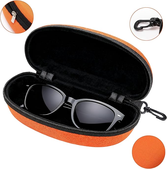 3pcs Sunglasses Case Box, Travel Zipper Hard Shell Eyeglasses Case Scratch Resistant Glasses Hook Glasses Organiser