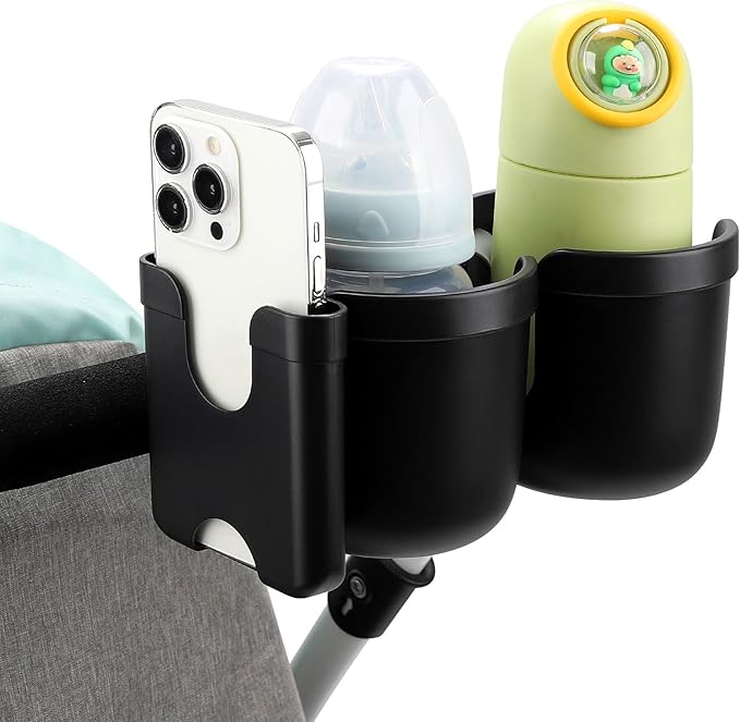 Accmor Stroller Cup Holder with Phone Holder, Bike Cup Holder, Universal Cup Holder for Uppababy Nuna Doona Strollers, 2-in-1 Cup Holder for Walker, Wheelchair, Scooter