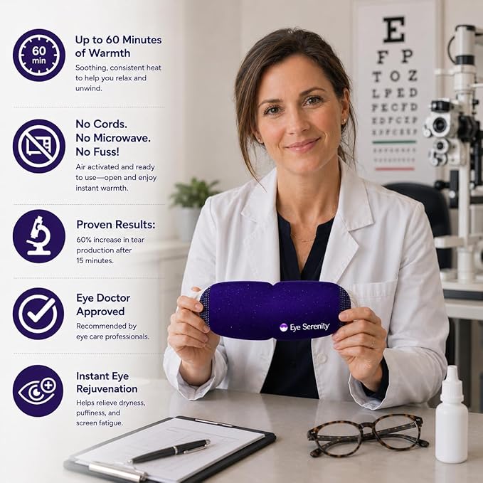Lure Essentials Eye Serenity Steam Eye Mask, Heated Eye Mask, Self Heating Warm Compress for Dry Eyes, Fast Relief for Stye, Puffy Sensitive Eyes, Moist Heat, Gift for Women and Men - Unscented