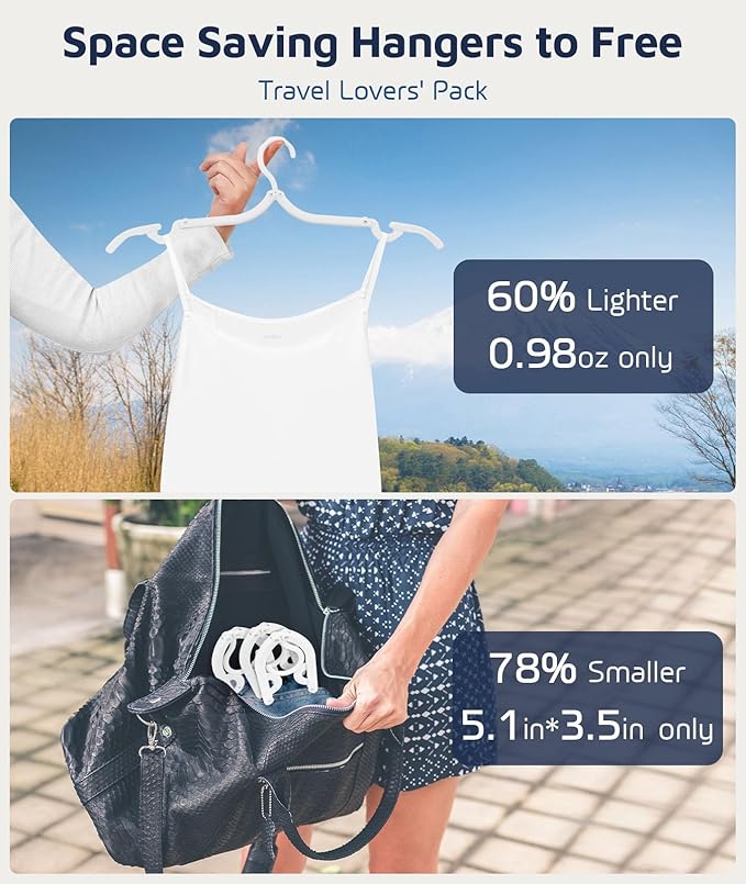 10 Pcs Travel Hangers, Cruise Ship Essentials Foldable Hangers Plastic Travel Essentials, Portable Cruises Must Haves 2026 for Suitcase, RV Camping Airplane Europe Vacation Essential, White
