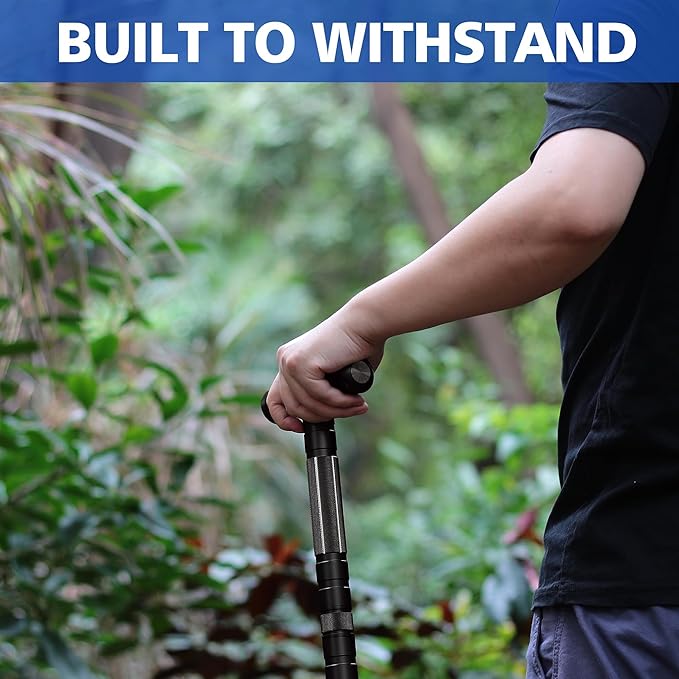 aiGear G2 Tactical Hiking Stick, Heavy-Duty 6-8 Section Adjustable Walking Staff for Men Women, Aerospace Aluminum Trekking Poles with Multi-Tool for Camping Wading Self Defense Overlanding