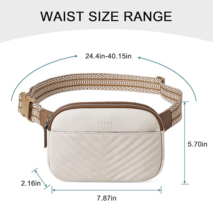 CLUCI Fanny Packs for Women Cross body, Belt Bag for Women, Mini Everywhere Crossbody Waist Bag Adjustable Strap, Vegan Leather Women's Fanny Pack