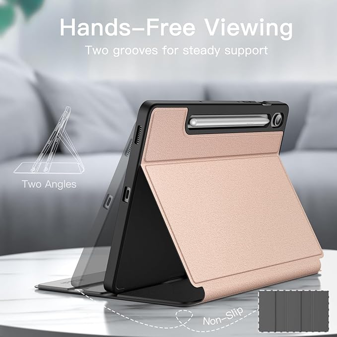 JETech Case for Samsung Galaxy Tab S10 Lite / S10 FE / S9 FE 10.9-Inch with S Pen Holder, Slim Folio Stand Protective Tablet Cover, Multi-Angle Viewing (Rose Gold)