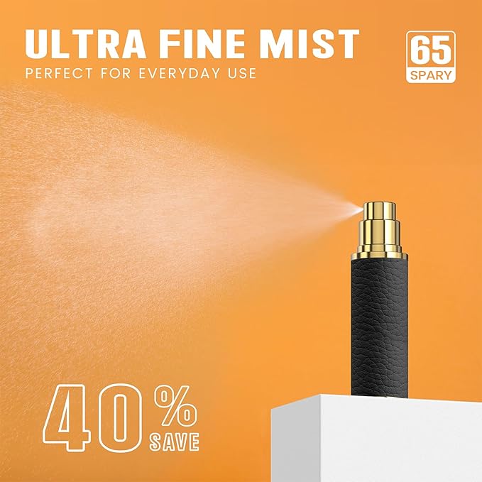 5ml Travel Perfume Atomizer Refillable, Mini Portable Genuine Leather Cologne Sprayer, Pocket Size Empty Fragrance Spray Bottle - Gift for Women Men (Black)