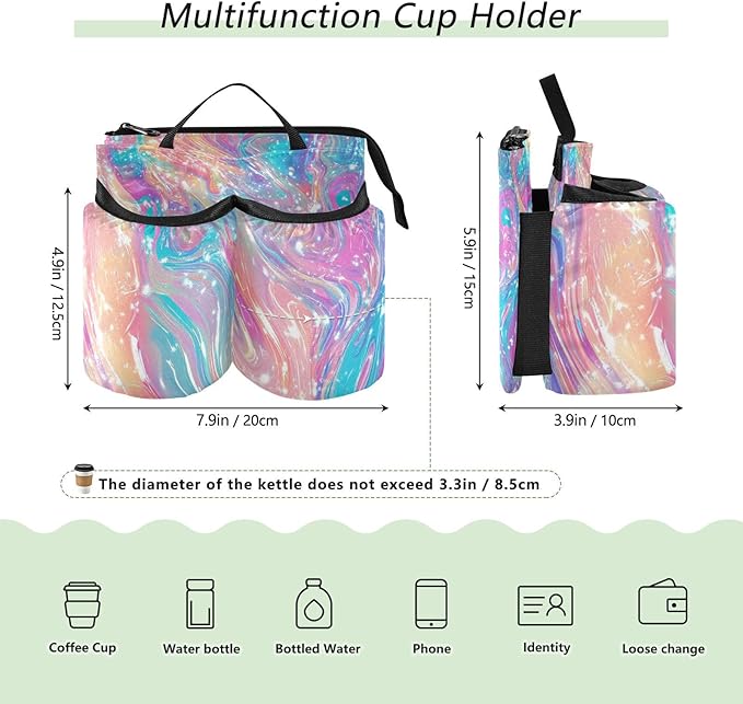 Luggage Cup Holder for Suitcases Free Hands Suitcase Cup Holder Travel Luggage Drink Holder Portable Luggage Cup Caddy Bag Carrier with Handle Pink Liquid Gradient