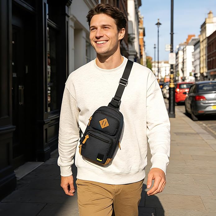 Goloni Sling Bag Crossbody Shoulder Bag for Men Women,Waterproof Lightweight Casual Daypack with Multi-Pockets