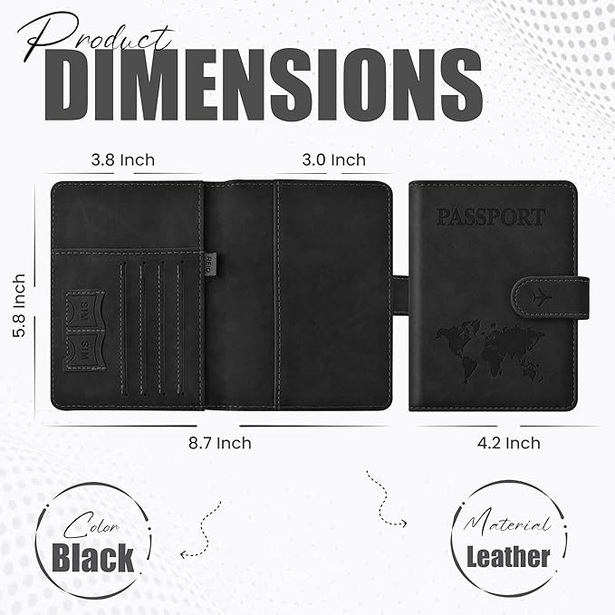 Passport Holder for Travel Essentials, Passport Wallet Cover Case for Travel Must Haves Accessories,Passport Book Holders for Women and Men BLACK (BLACK)