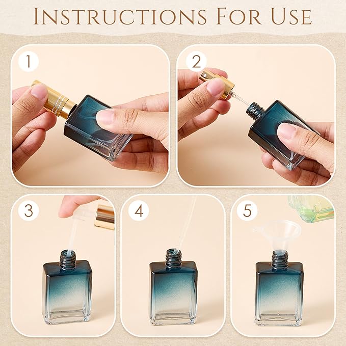 Domensi 30 Pcs 10/15/30/50 ml Glass Perfume Bottles Mini Glass Empty Spray Atomizer Bottles Bulk Refillable Perfume Dispenser Container with Pump Tool for Travel Skin Care (15 ml,Amber Color)