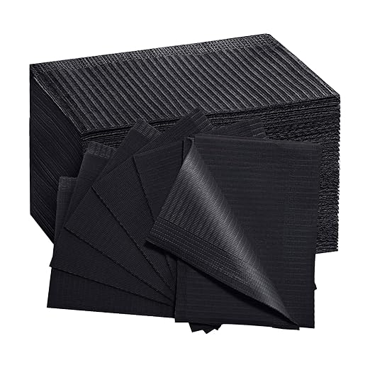 Black Dental Bibs Disposable Dentist Bibs 13" x 18", 50 PCS Patient Bibs Tattoo Paper Npkins 3 Ply Waterproof Dental Bib Sheets Dentist or Medical Tray Cover and Nail Table Cover