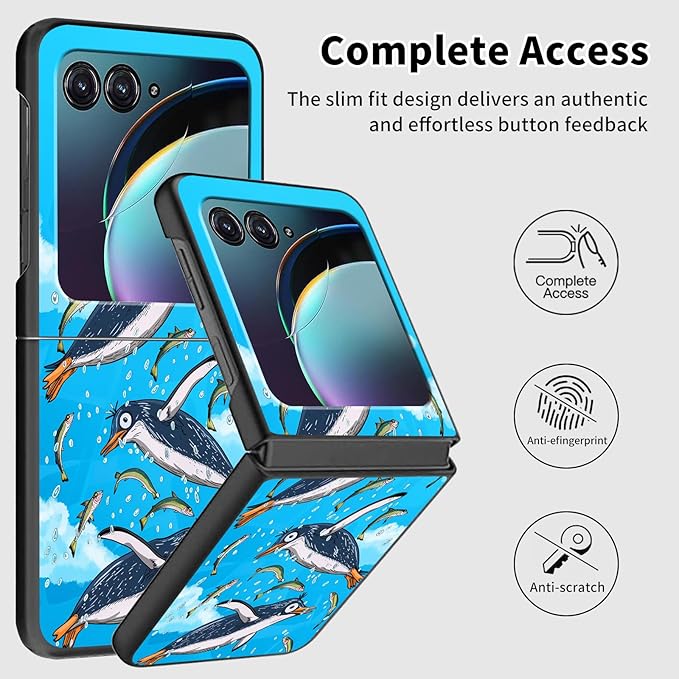 for Motorola Moto Razr Plus 2024 Case,for Moto Razr 50 Ultra Case Cute Slim Hard PC Thin Anti-Scratches Shockproof Protective Phone Cover for Motorola 50 Ultra,Cartoon Penguin