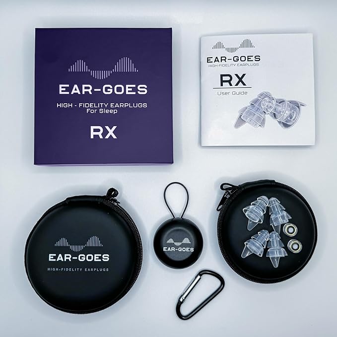Rx Sleep Earplugs | 32dB Noise Reduction Earplugs | Soft Reusable Earplug for Sleeping, Travel and Flying | Includes Small and Large Sizes