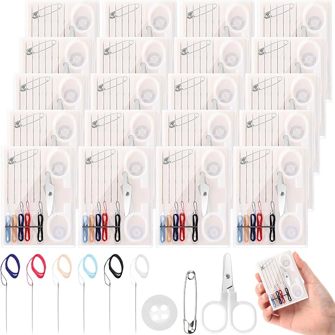 Knitgrip 48 Boxes Travel Sewing Kit Mini Sewing Kits Bulk Portable Pocket Sewings Supplies Accessories DIY with Needle Thread Buttons Scissors for Adults Teen Beginner Mom Grandma Women Gifts
