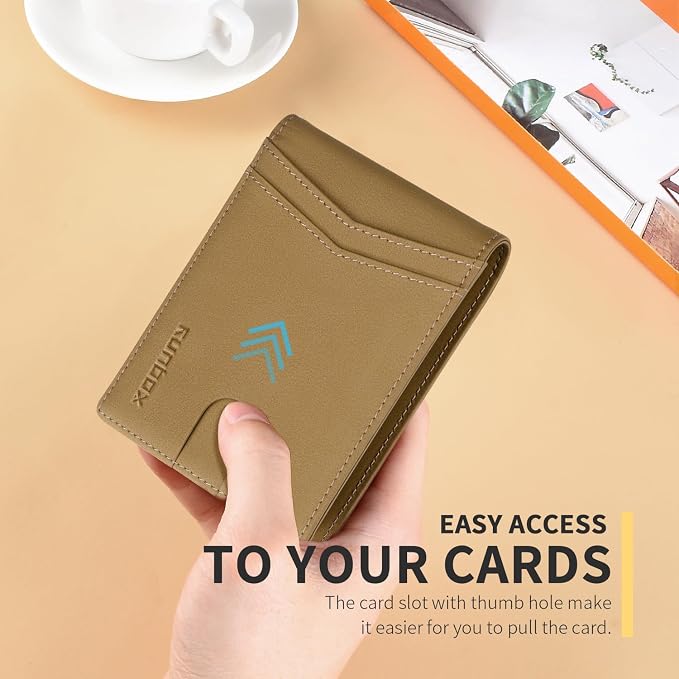 RUNBOX Wallet for Men -Slim Rfid Leather Mens Bifold Novelty Wallets 2 ID Window With Gift Box Men's Accessories | Slim