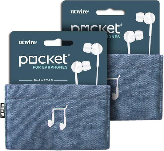 UT Wire Pocket Mobile Charger Case Pouch (Slate Blue, Earbud Case | 2 Pack)